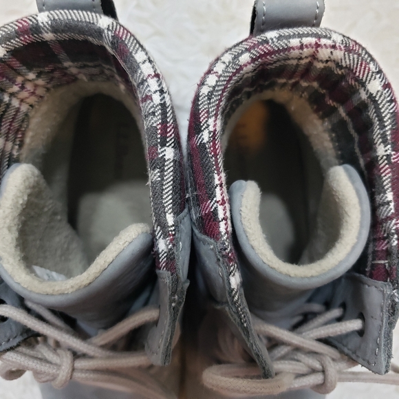 LL BEAN Womens Park Ridge Casual Boot Low gray  Maroon and gray tartan Size 9 - Picture 5 of 10